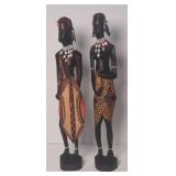 Pair of carved wooden African tribal figures
