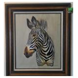 Framed oil on stretched canvas painting of a