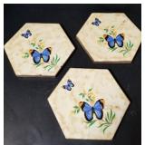 Three hexagon butterfly tiles (.5" x 7" x 7")