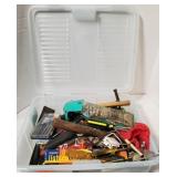 7" x 13" x 17" plastic tote of tools