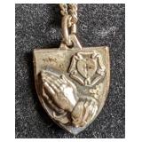 Lutheran medal marked "Hayward Sterling" w/ chain