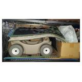 Contents of shelf w/ rugs and more