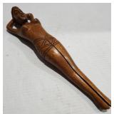 Carved wood woman nutcracker, 14" L