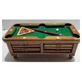 Pool table shaped wooden drink coaster set,