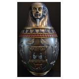 Lidded Egyptian Canopic Jar approx 9"H
