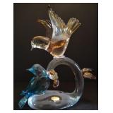 Arte Murano Glass Bird Sculpture approx 10" x