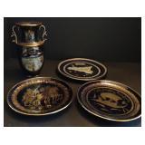 Decorative Handmade Greek Plates & Vase (approx