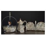 Silver Plated Creamer, Relish Dish, & Coasters