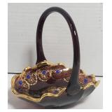 Limoges Style Basket Italy Purple Gold Trimmed