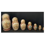 7 Piece Hand Painted and Wood Burn Nesting Doll