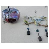 Pair of outdoor hanging decorations, glass apple
