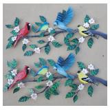 Pair of metal bird wall hanging decorations, 22"