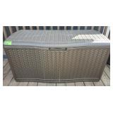 Plastic deck box with contents, 52 1/2" W x 27