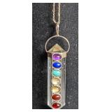 Chakra necklace w/ clear quartz pendant, chain
