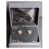 "Diamond Facets" sterling silver heart earrings.