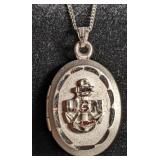 United States Navy locket marked "sterling".