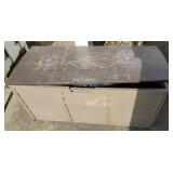 Deck box with contents including pool toys