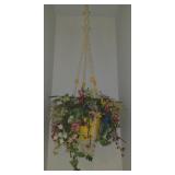 Hanging artificial plant in pot with hanger