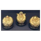 (3) Gold Tone, Glass base Chinese Figurines
