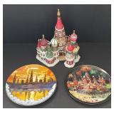 Russian Decorative Lot including plates and light