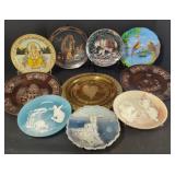 Ten decorative plates ranging from 8" to 12"