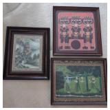 Framed art including a signed 14" x 16" print