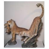 Pair of big cat statues 46" &  30" tall bidding