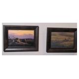 Pair of framed animal prints 15"x11" each bidding