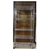 Metal Shelving Unit on Wheels approx 24" x 56.5"