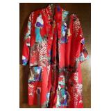 Oriental Kimono Polyester Red w/ Sash