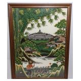 Signed Indonesian Batik Painting of Farmer in