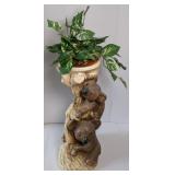 26" Ceramic Koala Bear Plant Stand & Faux Plant.