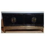 Black Glass Credenza approx 61" x 17" x 30"