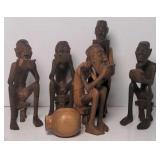 Lot of 6 African folk art carved figures up to