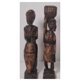 Pair of African Folk art carved figures man and