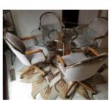 46" x 46" x 28" octagon glass top table with four