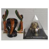 Egyptian Lot King Tutankhamen Statue Cobra Wooden