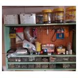 Lot of various hardware and 7" x 19" x 30" wall