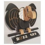 Wooden 3D Buzz Off sign (18" x 19" x 11")