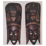 Pair of African folk art tribal masks 22" each