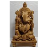 Sandalwood Ganesha Statue Carved 16.5" Tall
