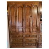 Oak Dresser Double Door 6-Drawer 77.5" H x 18" D