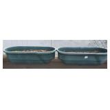 Pair of plastic rail setting planters, 24 3/4" L