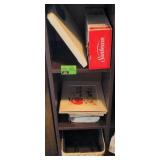 Contents of cabinet w/ scale basket and more