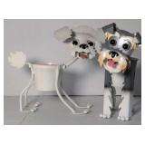 Pair of metal dog planters aprx. 12"