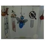 shelf contents lot of wind chimes