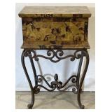 (F) Metal Base End Table. Appr 28"x18"x12"