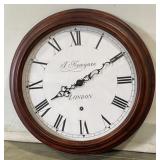 (F) Wall Mounted Circular Wooden Clock. 21.75"