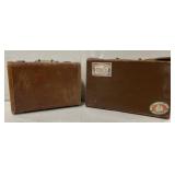 (AC) Vintage Leather Suitcases with Metal Accents