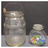 (M) Vintage Glass Vase, and a Glass Ball Jar with